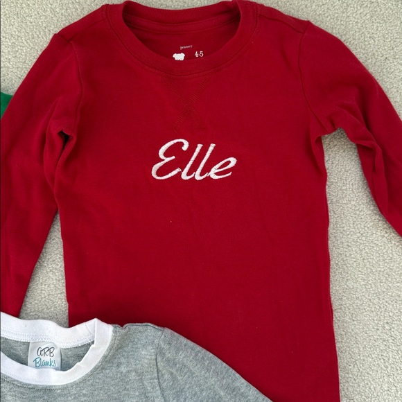 “Elle” Embroidered Monogrammed Long Sleeve Pajama Shirts - Picture 4 of 7
